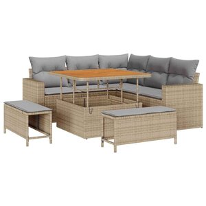 vidaXL Ensemble de canapé de jardin 8 Pièces Beige polyrotin
