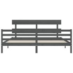 vidaXL Cadre de lit avec tête de lit gris 200x200 cm bois massif