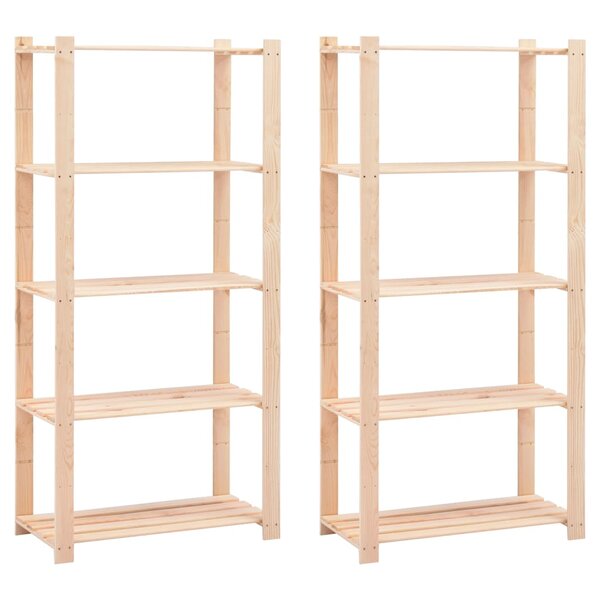 vidaXL Étagères de stockage 5 niveaux 2 Pièces 80x38x170 cm Pin 250 kg
