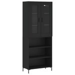 vidaXL Buffet haut Noir 69 5x34x180 cm Bois d'ingénierie