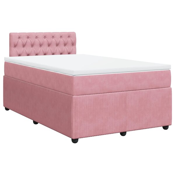 vidaXL Sommier à lattes de lit avec matelas Rose 120x200 cm Velours