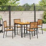 Ensemble de salle à manger de jardin vidaXL 5 pièces Noir Poly Rattan Acacia