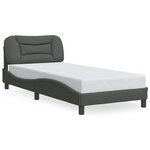 vidaXL Cadre de lit avec lumière LED gris foncé 90x190 cm tissu