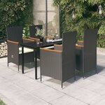 vidaXL Ensemble de salle à manger de jardin avec coussins 5 Pièces Noir