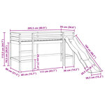 vidaXL Lit mezzanine enfants et rideaux rose 80x200cm bois pin massif