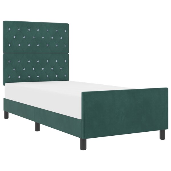 Lit vidaXL Vert Foncé 90x190 cm Velours