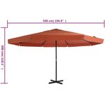 vidaXL Parasol d'extérieur avec mât en aluminium 500 cm terre cuite