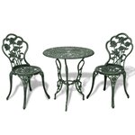 vidaXL Ensemble de bistro 3 Pièces Aluminium coulé Vert