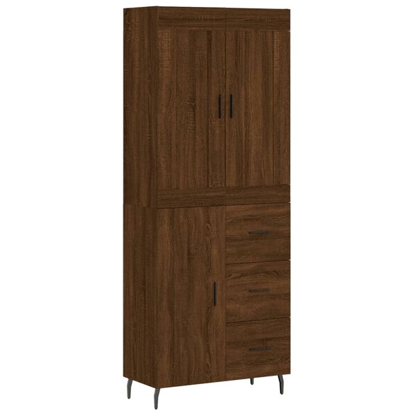 vidaXL Buffet haut Chêne marron 69 5x34x180 cm Bois d'ingénierie