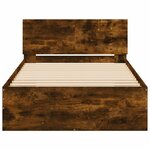 vidaXL Cadre de lit tête de lit et lumières LED chêne fumé 100x200 cm