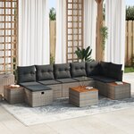 vidaXL Ensemble de canapé de jardin de 8 pièces avec coussins gris en poly rattan