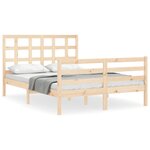 vidaXL Cadre de lit avec tête de lit 140x200 cm bois massif