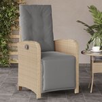 vidaXL Chaise inclinable de jardin et repose-pied mélange beige rotin