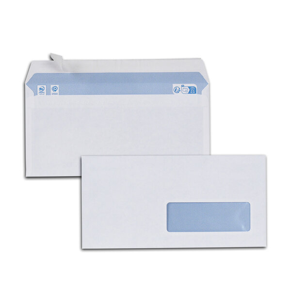 500 Enveloppes DL 110 x 220 mm avec fenêtre 35 x 100 mm papier velin 80 gr