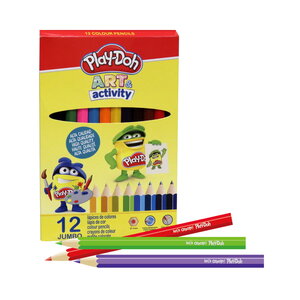 Coloriage : 12 crayons de couleur jumbo - playdoh art & activity - mine 4mm