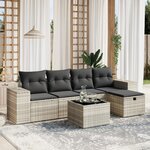 vidaXL Salon de jardin 6 Pièces avec coussins gris clair résine tressée
