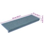 vidaXL Tapis d'escalier 15 Pièces 65x21x4 cm Bleu
