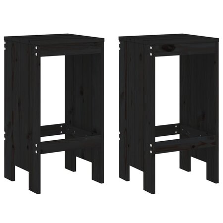 vidaXL Tabourets de bar lot de 2 noir 40x36x75 cm bois massif de pin