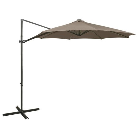 vidaXL Parasol déporté avec mât et lumières LED Taupe 300 cm