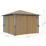 vidaXL Tonnelle avec rideau 300x300 cm Taupe Aluminium