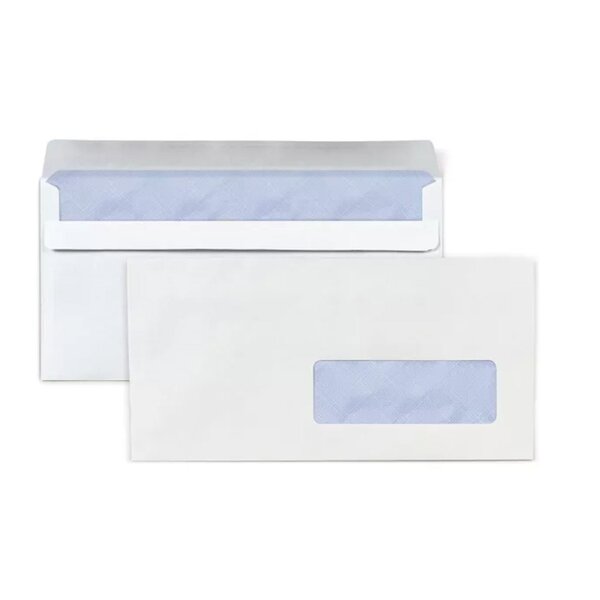 10 enveloppes blanches en papier avec fenêtre - 11 x 22 cm