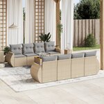 vidaXL Salon de jardin avec coussins 9 Pièces beige résine tressée