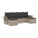 vidaXL Salon de jardin 6 Pièces avec coussins gris clair résine tressée