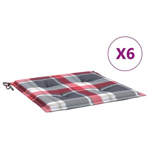 vidaXL Coussins de chaise de jardin lot de 6 carreaux rouges 50x50x4cm