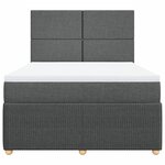 vidaXL Sommier à lattes de lit avec matelas Gris foncé 140x190cm Tissu
