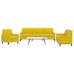 vidaXL Ensemble de canapés 3 Pièces avec coussins Jaune Velours