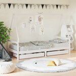 vidaXL Cadre de lit enfant tiroirs blanc 80x200 cm bois de pin massif