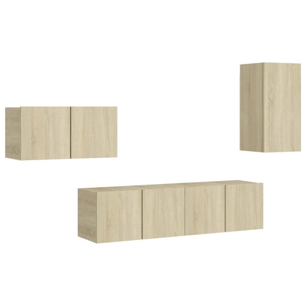 vidaXL Ensemble de meubles TV 4 Pièces Chêne sonoma Bois d'ingénierie