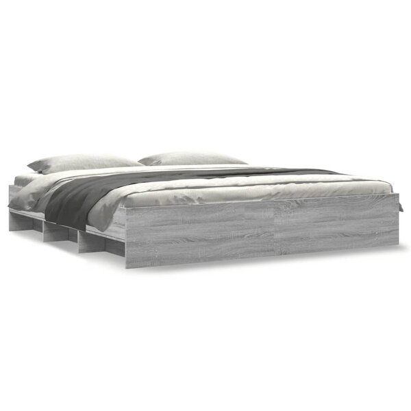 vidaXL Cadre de lit sonoma gris 180x200 cm bois d'ingénierie