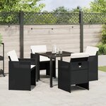 vidaXL Ensemble de salle à manger de jardin 5 pièces avec coussins Rattan PE Noir