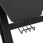 Bureau table poste de travail meuble d'ordinateur informatique étude de jeu avec pieds en forme de ZZ 90 x 60 x 75 cm noir 02_0023774