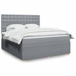 vidaXL Sommier à lattes de lit avec matelas Gris clair 180x200cm Tissu