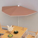 vidaXL Demi-parasol de jardin avec mât 180x90 cm Terre cuite