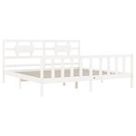 vidaXL Cadre de lit avec tête de lit blanc Super King Size bois massif