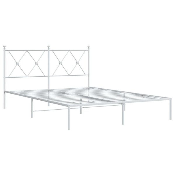 vidaXL Cadre de lit métal avec tête de lit blanc 135x190 cm