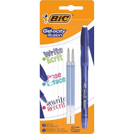 Blister 3 gel-ocity® illusion® pointe moyenne / bleu stylo encre gel  effaçable bic - La Poste