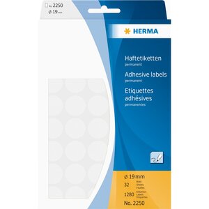 Etiquettes multi-usage, diamètre: 19 mm, blanc pack de 1280 herma