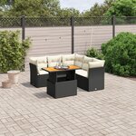vidaXL Salon de jardin 5 Pièces avec coussins noir résine tressée