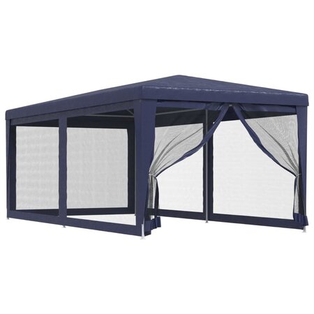 vidaXL Tente de fête avec 6 parois latérales en maille Bleu 3x6 m PEHD