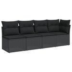 vidaXL Canapé de jardin avec coussins 4 places noir résine tressée