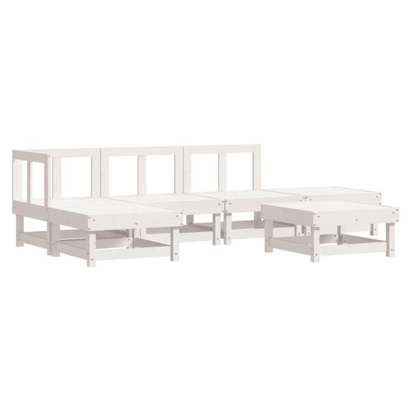 vidaXL Salon de jardin 6 Pièces Blanc Bois de pin massif