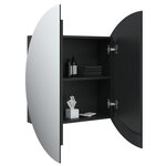 vidaXL Armoire de salle de bain miroir rond et LED Noir 54x54x17 5 cm
