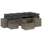 vidaXL Salon de jardin avec coussins 7 Pièces gris résine tressée