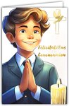 Carte Félicitations pour ta COMMUNION en Or Doré avec Enveloppe 12x17 5cm