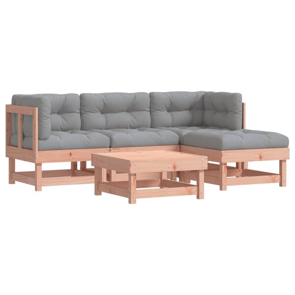 vidaXL Salon de jardin 5 Pièces avec coussins bois massif douglas
