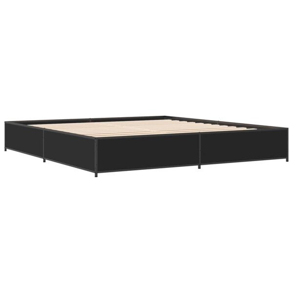 vidaXL Cadre de lit noir 160x200 cm bois d'ingénierie et métal